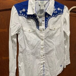 Ariat Western Shirt - Blue and White